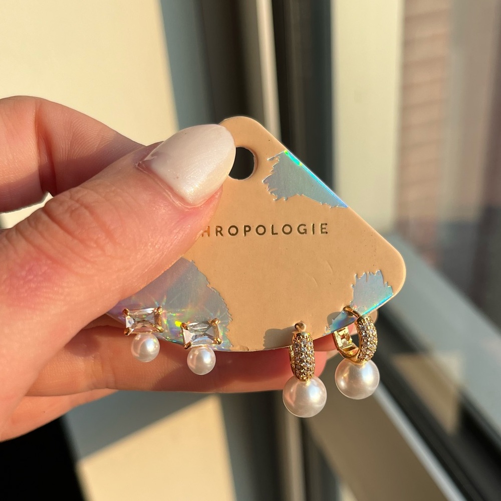 Anthropologie Pearl Earring Set